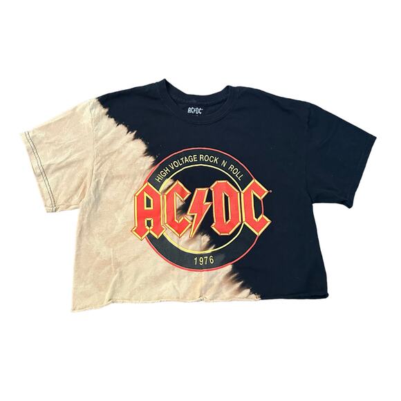 ACDC black & tan tye-die cropped t-shirt size M/L - Picture 1 of 7
